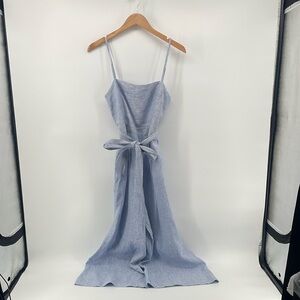 J. Crew Linen Jumpsuit in Blue Stripe 6 A16